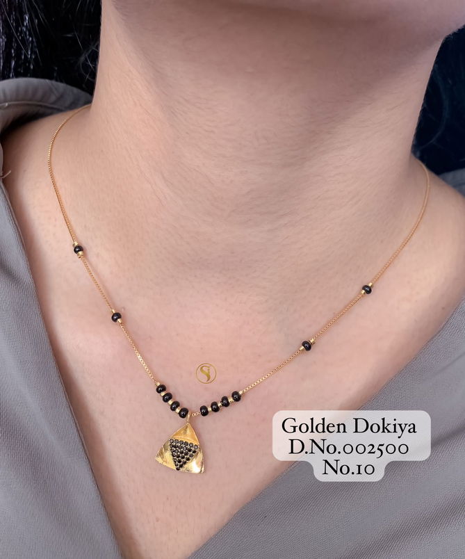 4 AD Diamond Daily Wear Golden Mangalsutra Dokiya Wholesale Shop In Surat
